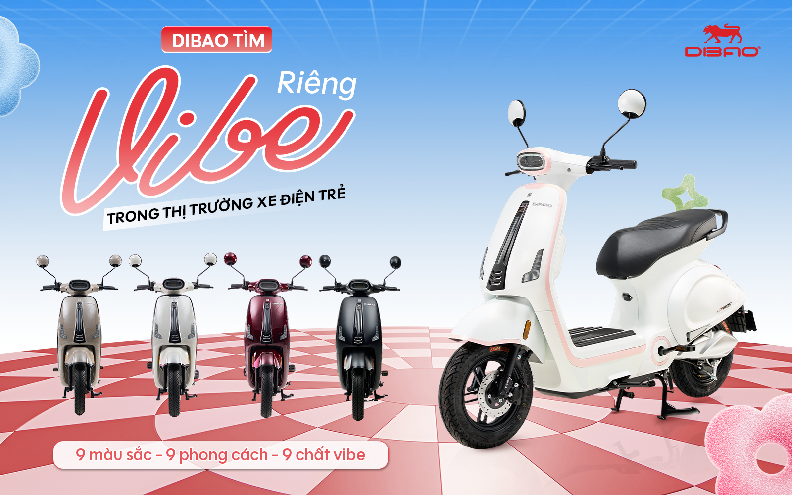 Xe điện Dibao Vibe c&oacute; 9 m&agrave;u sắc kh&aacute;c nhau