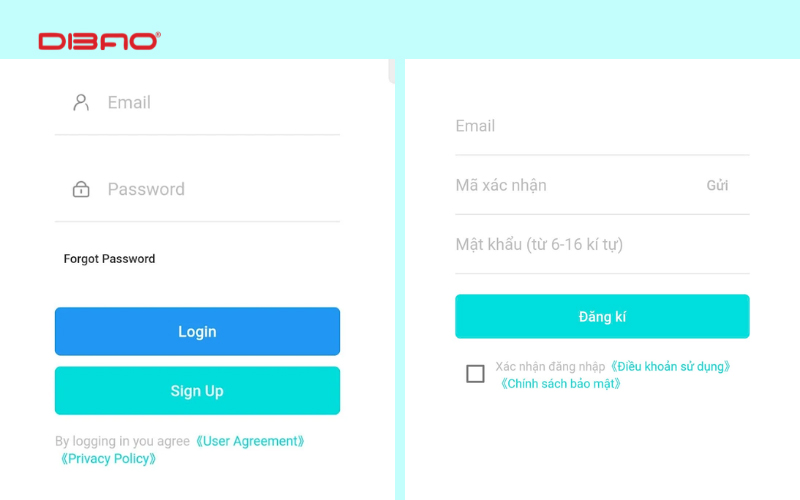 đăng k&yacute; app điều khiển xe điện dibao vibe