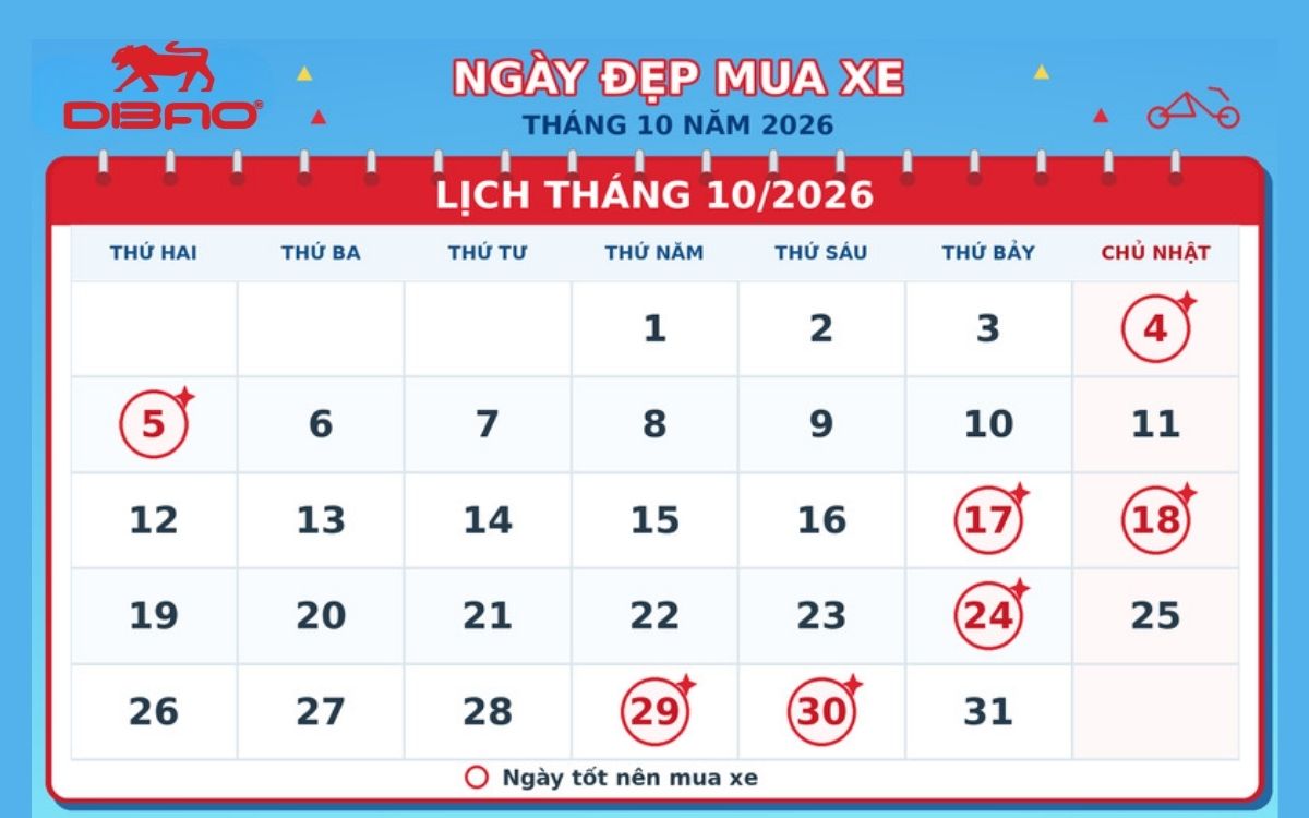 ng&agrave;y tốt mua xe th&aacute;ng 10 năm 2026