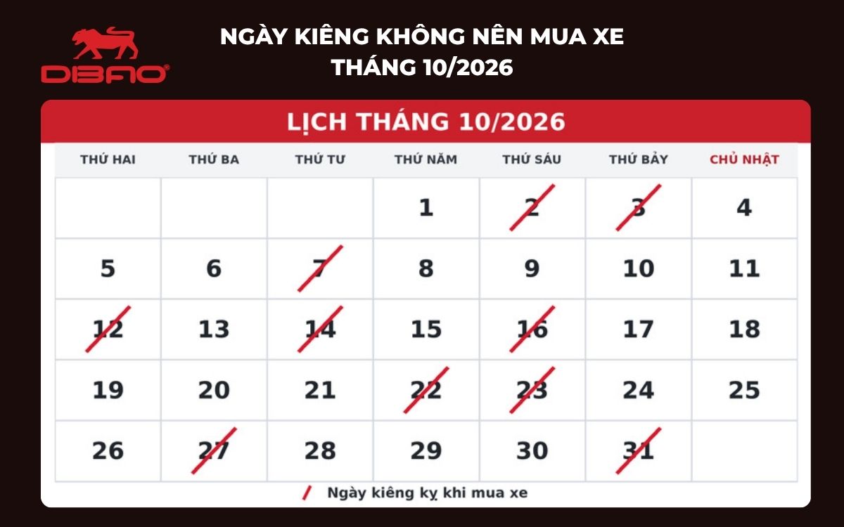 ng&agrave;y xấu kh&ocirc;ng n&ecirc;n mua xe th&aacute;ng 10 năm 2026