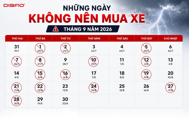 ng&agrave;y xấu mua xe th&aacute;ng 9 năm 2026