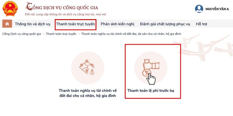 thanh to&aacute;n thuế trước bạ xe m&aacute;y điện online